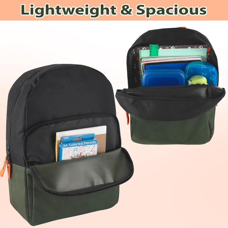 Trailmaker Color Block Backpacks for School Boys and Girls, 15 Inch Two Tone Colorful Small Travel Backpack for Kids (Green) - Image 2